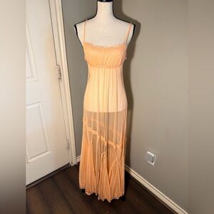 Free People Sheer Peach Maxi Dress